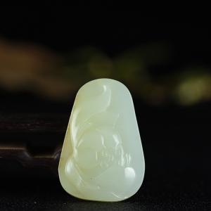 籽料和田白玉幽莲吊坠