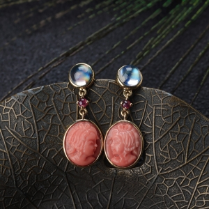 18K深水珊瑚少女耳坠