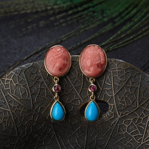 18K深水珊瑚少女耳坠