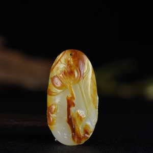 籽料和田白玉一品幽莲吊坠