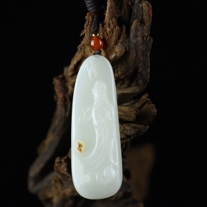 籽料和田白玉观音吊坠