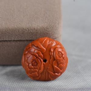 柿子红南红花开富贵平安扣吊坠