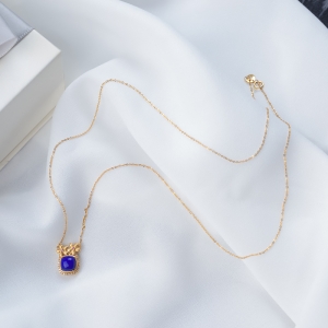 18K天蓝色青金石项链