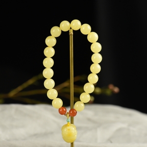 9mm白花蜜蜜蜡单圈手串