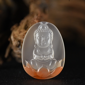 冰飘南红宝宝佛吊坠