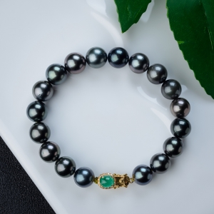 9.5mm海水黑色珍珠手链