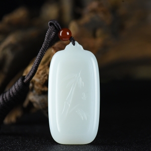 山流水料和田羊脂白玉节节高吊坠