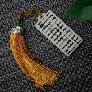 山料和田青白玉算盘手把件