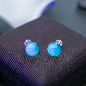 18K墨西哥蓝珀耳钉