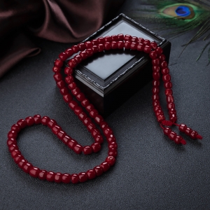 阿卡牛血红珊瑚桶珠108佛珠