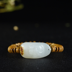 山料和田羊脂白玉守护单圈手串