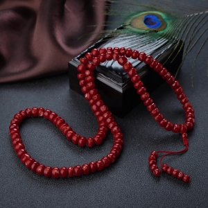 阿卡牛血红珊瑚鼓珠108佛珠