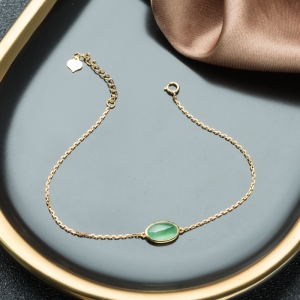 18K糯冰种苹果绿翡翠手链