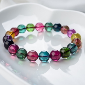 9mm彩虹碧玺单圈手串