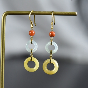 18K糯种翡翠耳坠