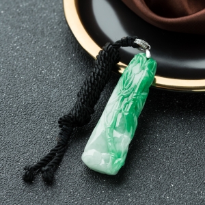 银镶糯冰种飘翠翡翠节节高升吊坠