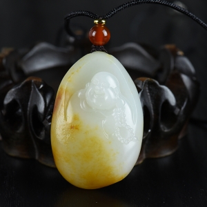 籽料和田白玉弥勒佛吊坠