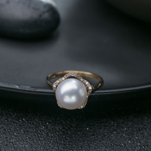 18K海水白色珍珠戒指