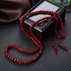 阿卡牛血红珊瑚桶珠多圈手串