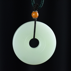 山料和田玉翠青平安扣吊坠