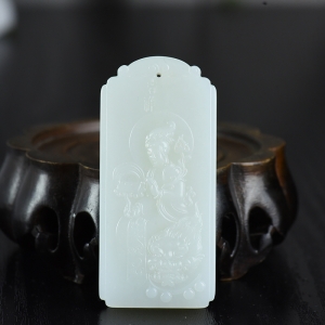 籽料和田白玉文殊菩萨吊坠