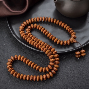 海南虎皮纹黄花梨飞碟珠多圈手串