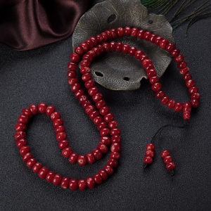 阿卡牛血红珊瑚鼓珠108佛珠