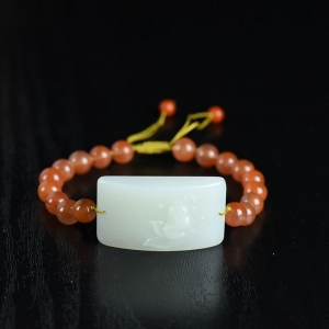 山料和田羊脂白玉幽莲单圈手串