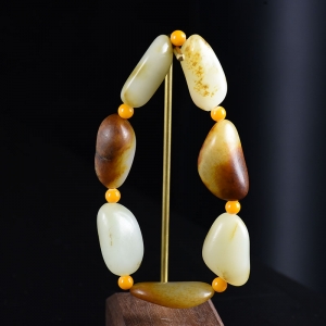 籽料和田玉原石单圈手串