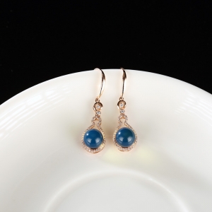 18K天空蓝多米蓝珀耳坠