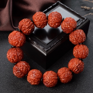柿子红南红金刚珠单圈手串