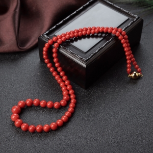 沙丁珊瑚圆珠塔链