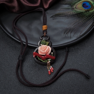 深水珊瑚玫瑰花吊坠