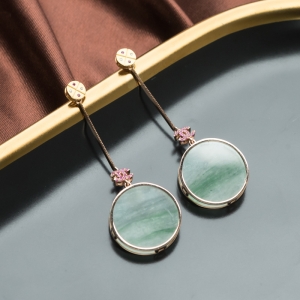 18K糯冰种飘花翡翠耳坠