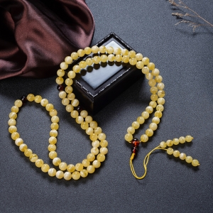 9mm白花蜜蜡108佛珠