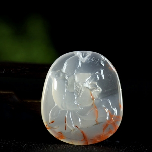 冰飘南红花开富贵吊坠