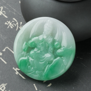 糯种飘翠翡翠观音吊坠