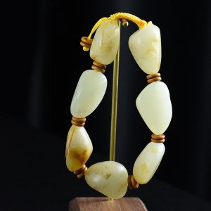 籽料和田玉原石单圈手串