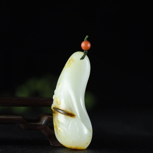 籽料和田白玉玉兰花吊坠