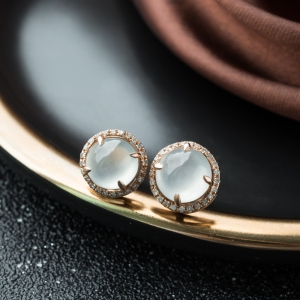 18K冰种翡翠耳钉