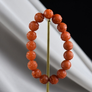 柿子红南红莲花珠单圈手串