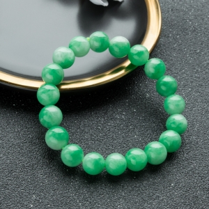 10mm糯冰种翠绿翡翠单圈手串