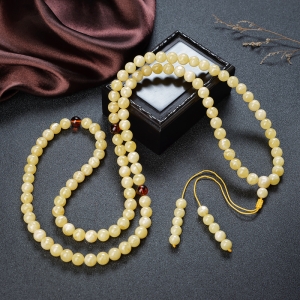 8.5mm白花蜜蜡108佛珠