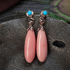 18K深水珊瑚水滴耳坠