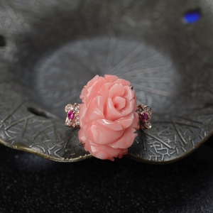 18K深水珊瑚花戒指