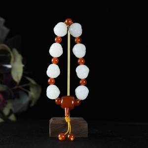 山料和田白玉弥勒佛单圈手串