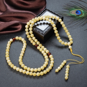 8.5mm白花蜜蜡108佛珠