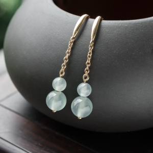 18K冰种晴水翡翠耳坠