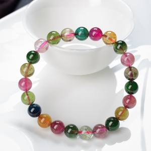 8mm彩虹碧玺单圈手串