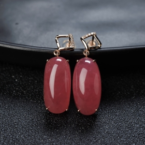 18K红纹石耳坠